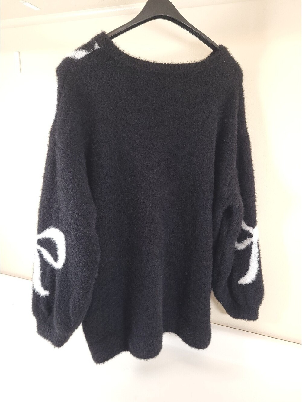 99 jane street sweater womens 2xl fuzzy black sweater ribbon design - Picture 2 of 4